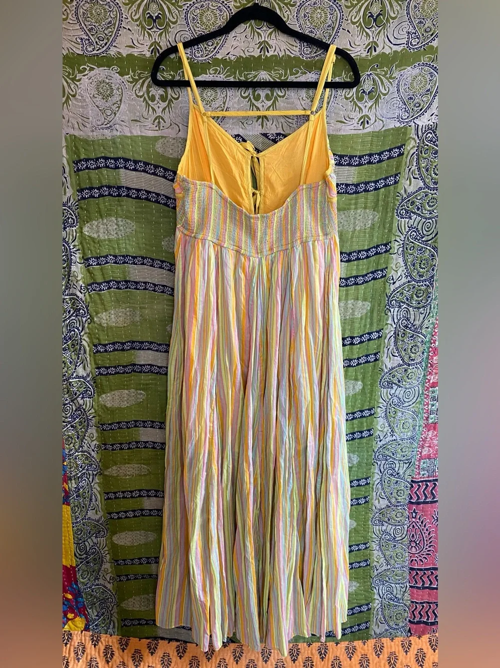 Free People Citrus Combo Poplin Dream Weaver Boho Maxi Dress Size Extra Large - Picture 11 of 16